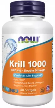 NOW Foods, Krill 1000, Double Strength, 1000 mg, 60 Softgels, (07/2027)
