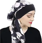 [Lopsity] Womens Sleep Beanie Head Scarf Womens Cotton Head Scarf Tied Bandana Chemo Hat Elastic Band Beanie Sleep Turban Headwear
