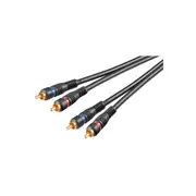 Goobay Stereo RCA Cable 2x RCA Double Shield OFC for Speakers/Hi-Fi Systems/Amplifiers/Home Cinema Systems/DJ mixing Console - Black