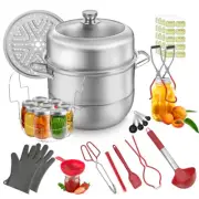 Canning Pot with Rack and Lid, Stainless Steel Water Bath Canner with 11 Pieces