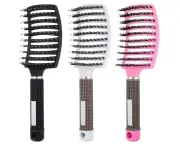 Fun-Emptied Tangle Comb, Wild Boar Bristles, Curved Comb, Tangle Hair Styling Brush, for Styling The Hairbrush Set