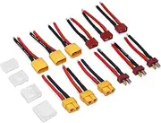 WOAEIUOS 6Pairs Deans T Plug Connector Female Male & XT60 Plug Connector Female Male with 14AWG Silicon Wire for RC Car (3 Pairs Deans T Plug & 3 Pairs XT60 Plug)