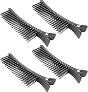 4PCS Grip Clips for Hair Sectioning, Styling Hair Parting Combs Clips for Salon Home Hair Cutting Coloring Perm Blow dry (Black, One size)