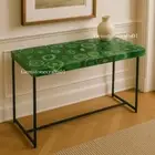 Unique Green Agate Geode Console Slab Top | Modern Agate Slab Top Hallway Decor
