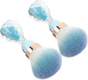 Healeved 2pcs Beauty Tools Foundation Powder Brushes Large Makeup Brush Cosmetics Brush Nail Detail Brush Nail Polish Brushes Cleaning Supplies Manicure Brush Fiber Wool Sky-blue