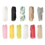 Swimsuit Bikinis Wrap Skirt Long Mesh Beach Wrap Skirt Swimwear Tie Wrap Skirt