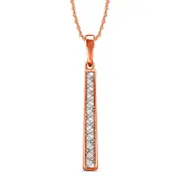 0.2 CT. T.W. Baguette and Round Natural Diamond Linear Pendant in 10K Rose Gold