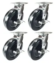 8" x 2" Heavy Duty "Phenolic Wheel" Caster - 4 Swivels with Brake