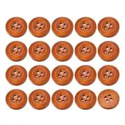 50Pcs Wooden Buttons 18mm 4 Hole Round Wood Sewing Button Craft, Brown