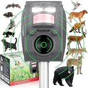DURANOM Ultrasonic Wild Animal Repeller - Cat Deer Repellent Outdoor Solar - Motion Strobe Light Pest Deterrent (Military Grey)