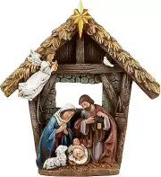 Holy Family Nativity Figurine Set, Baby Jesus in Manger, Christian Christmas Dec