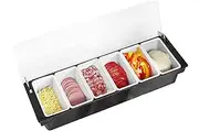 6 Compartment Trays Detachable Topping Station Plastic Pizza Ingredients Condiment Dispenser Reusable Ice Cooled Condiment Seasoning Container For Home or Restaurant Chilled Garnish Tray