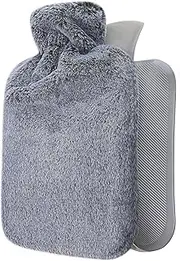 Classic Rubber Hot Water Bottle with Soft Cover - Dark Grey - 1.8L Large - Hot Water Bag for Pain Relief, Neck and Shoulders, Feet Warmer, Menstrual Cramps, Hot and Cold Therapy