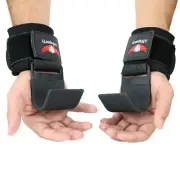 Gym Weight Lifting Hooks with Padded Workout Wrist Straps, Deadlifts Metal Hooks
