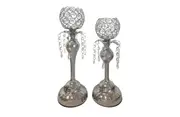 Crystal Silver Ball Candle Holder -Set of 2