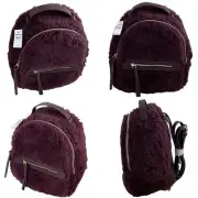 Express Teddy Fabric Plush Zip Up Purple Backpack with Adjustable Straps NWT