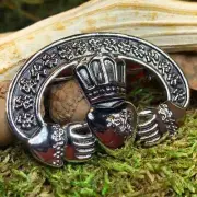 NEW Solid Pewter Claddagh Shamrock Brooch Irish Ireland Celtic Ladies Pin