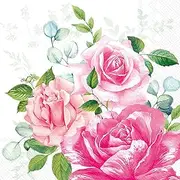 Roses Party Napkins - 40 Count | 2 Packs of 20CT 3-Ply Lunch Napkins in Beverly Design