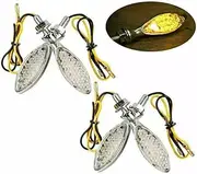 TDR 2 set 8mm Silver Turn Signal LED Indicator For Universal Fit Motorcycle Dirt Bike, Amber Lights, Metal Construction, 12V