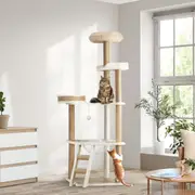 Alopet 153cm Cat Tree Tower Scratching Post Rattan Scratcher Condo House Furniture Multi Level