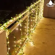 Solar Vine String Lights Ivy Lights LED Artificial Rattan Green Plant LED Solar String Light Outdoor Waterproof Led String Hanging Lights for Yard Fence Wall H