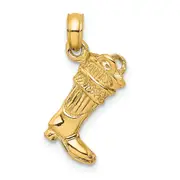 14k Yellow Gold 3-D Firefighter Boot Charm