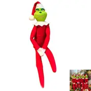 Christmas Grinch Inspired Plush Toy Xmas Ornament Elf Doll on the Shelf -Red