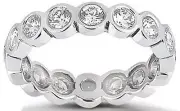 1.26 ct Round Diamond Eternity Band Wedding 14k Gold Ring bezel set 18 x 0.07 ct