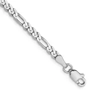 7 Inch 14K White Gold 3mm Flat Figaro Chain