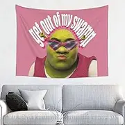 Nqasefi 29x37in Shrek Pink Get Out Of My Swamp Tapestry Boutique Decor Wall Tapestrys Vintage Aesthetic Micro Fiber Peach Home Decor