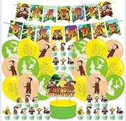 George of Curious Birthday Party Supplies,George of Curious Balloons Decorations for Cartoon Monkey Party Happy Birthday Balloons, Cupcake Toppers, Cake Toppers