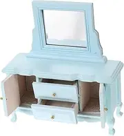 ERINGOGO 1:12 Miniature Dressing Table Mirror for Dollhouse Micro Landscape Models Blue Ornament