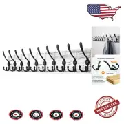 Charming 10 Hook Wall Coat Rack - Easy Install Rustic Organizer in White & Black
