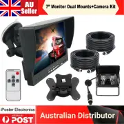 7" Monitor Dual Mounts 4 PIN CCD Rear View Reversing Camera 20m Kit For Caravan