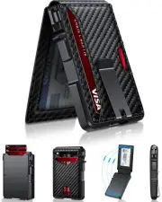 WALLET for Men with Money Clip ID Window RFID Blocking Carbon Fiber ZALVEX
