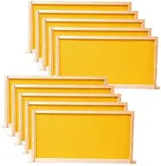 10 Beehive Frame with Beeswax Coated Plastic Foundation Sheet,Deep Frame Kit with Foundation Beekeeping Supplies (Yellow)