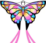Blue Butterfly Kite Easy to Fly Beginners 300ft Line