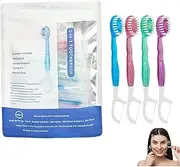 5 in 1 Toothbrush, 5 in 1 Mini Toothbrush and Floss, Disposable Mini Travel Set with Pre-Pasted, with Toothpaste,Tongue Scraper, Floss, Pick (1pcs)