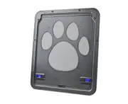Lockable Dog Footprint Pattern Pet Cat Door for Screen Window Security Flap Gates Pet Tunnel Dog Fence Door for Home - black