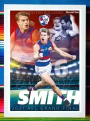Framed 2021 WESTERN BULLDOGS AFL Grand Final Poster BAILEY SMITH - 84cm x 59cm