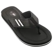 Mens Lightning Bolt Wilson Thongs Sandals Shoes Flip Flops Black/White