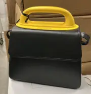 SS23 MOSCHINO Couture Jeremy Scott Black Handbag With Yellow Handle