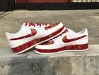 Air Force 1 Custom "Pearlescent Red & Gold Splatter" White Shoes Mens Womens