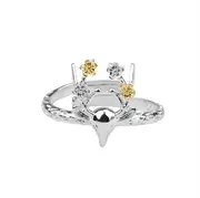 3PCS Elegant Deer Head Ring Adjustable Sliver Ring For Christmas Zinc Alloy Women Ring