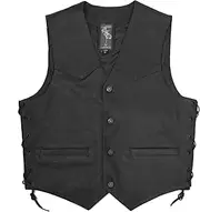 A-Pro Leather Vest Unisex Motorcycle Chopper Custom American Custom Black S