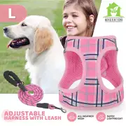 Soft Dog Harness And Leash Set Bulldog Beagle French Adjustable Reflective Mesh