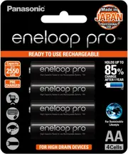 Panasonic Rechargeable Batteries Eneloop Pro AA Pre-Charged 4-Pack