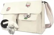 [yaucher] Canvas Messenger Bag Large Hobo Crossbody Bag with Multiple Pockets Casual Shoulder Tote Bag for Women and Men