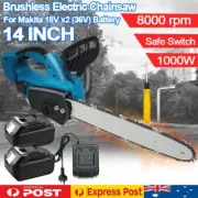Brushless 14'' Wood Chainsaw Cutting Saw Battery Charger For Makita 18V x2(36V)