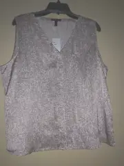 Eileen Fisher Bramble Prism Silk Cotton V-Neck Top Top L